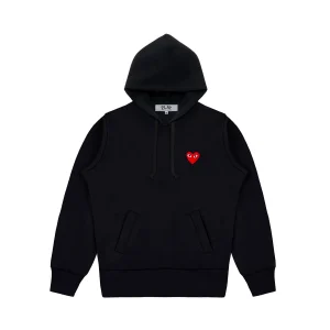 Black CDG Hoodie With Small – Red Heart front side