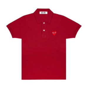 CDG Play Polo Red Emblem (Burgundy) Front Side
