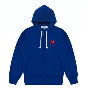 CDG-Play-Single-Red-Heart-Zip-Hoodie-Navy FONt Side