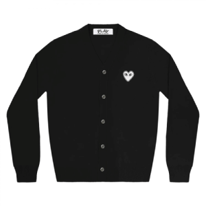 Cdg Play Men’s Cardigan White Heart Black