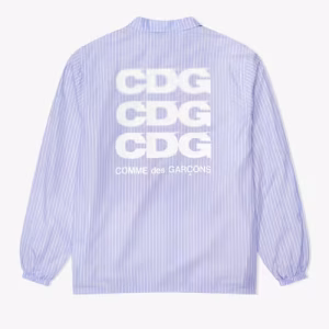 CDG Coach Jacket Light Blue Stripe Back Side