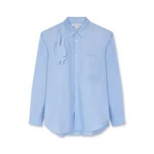 CDG Cotton Poplin Plain Creature Shirt Blue Front Side