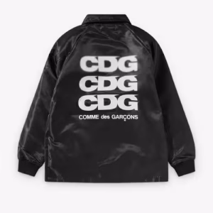 CDG Faux Fur Coach Jacket Black Back Side