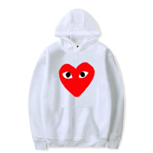 CDG Hoodie With Big Red Heart Front Side