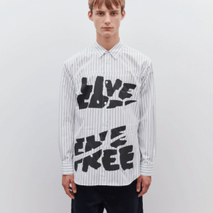 CDG Men’s Live Free Curved Printed Shirt Front Side