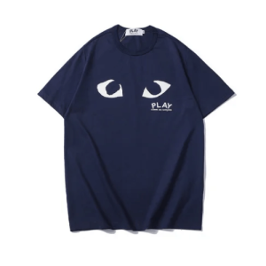 CDG Navy Blue Eyes T Shirt Front Side