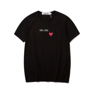 CDG Oh Yes Black Tee Shirt Front Side
