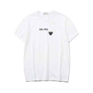 CDG Oh Yes White Tee Front Side