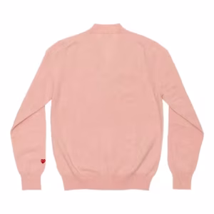 CDG PLAY V-Neck Cardigan Pastel Series Sleeve Heart (Pink) Back Side
