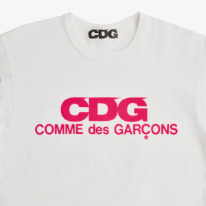 CDG Pink Logo T-Shirt White Logo
