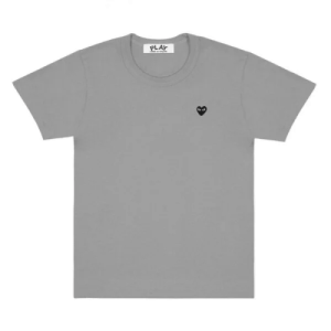 CDG Play Basic Coloured T-Shirt Small Black Emblem (Grey) Front Side