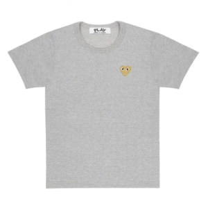 CDG Play Basic T-Shirt Gold Emblem (Grey) Front Side