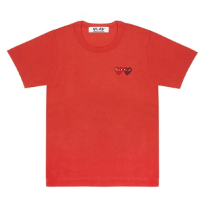 CDG Play Basic T-Shirt Two Emblems (Red) Front Side