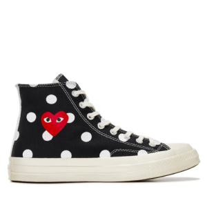 CDG Play Converse Polka Dot Red Heart Chuck Taylor All Star ’70 High Sneakers Black