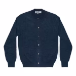 CDG Play Round Neck Cardigan Pastel Series Sleeve Heart (Navy) Front Side