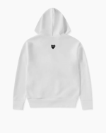 CDG Play Unisex Reverse Black Heart Zip Hooded Sweatshirt White Back Side