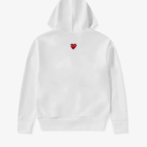 CDG Play Unisex Reverse Red Heart Zip Hooded White Back Side