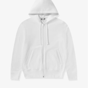 CDG Play Unisex Reverse Red Heart Zip Hooded White Front Side