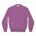 CDG Play V-Neck Cardigan Pastel Series Sleeve Heart (Purple) Front Side
