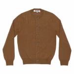 CDG Play Women’s Cardigan Pastel Series Sleeve Heart (Camel) Front Side