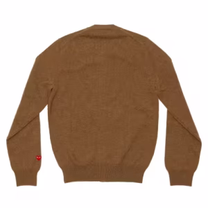 CDG Play Women’s Cardigan Pastel Series Sleeve Heart (Camel) Back Side