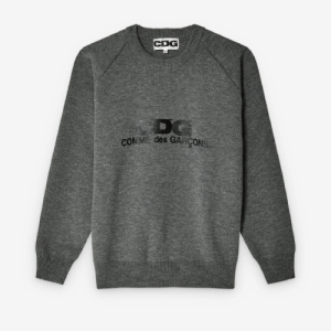 CDG Rib Stitch School Pullover Grey Front Side