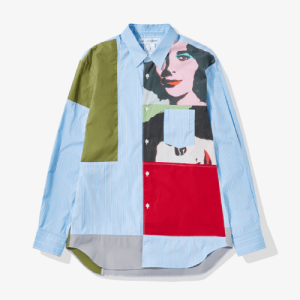 CDG SHIRT Andy Warhol Men’s Cotton Stripe Shirt Print K-2 Front Side