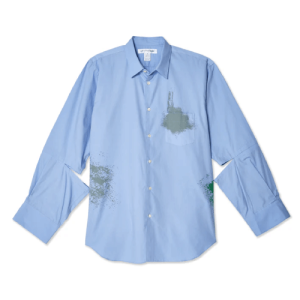 CDG SHIRT Men’s Cotton Poplin Garment Printed Shirt Blue Front Side