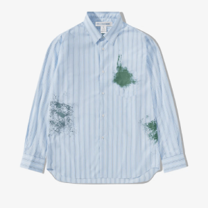 CDG SHIRT Men’s Cotton Poplin Garment Printed Shirt Stripe Front Side