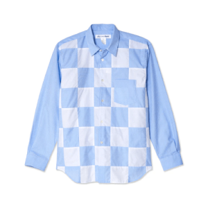 CDG SHIRT Men’s Cotton Poplin Shirt Blue/White Front Side