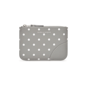 CDG Wallet Wallet Polka Dot Printed Zip Pouch Grey SA8100PD Front Side