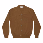 CDG Play V-Neck Cardigan Pastel Series Sleeve Heart (Camel) Front Side