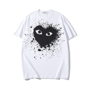 Comme Des Garcons Paint Heart White Shirt Front Side