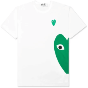 Comme Des Garcons Play Green Emblem Heart T-Shirt White Front Side