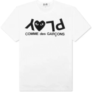 Comme Des Garcons Play Inverted Text T-Shirt Front Side