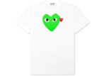 Comme Des Garçons Play Red Emblem And Green Heart T-Shirt Front Side