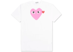 Comme Des Garçons Play Red Emblem And Pink Heart T-Shirt Front Side
