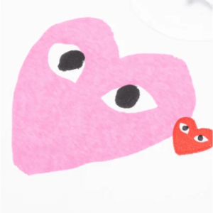 Comme Des Garçons Play Red Emblem And Pink Heart T-Shirt Logo