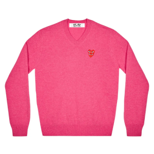 Play Comme des Garcons Double Eye V Neck Sweater Pink Front Side