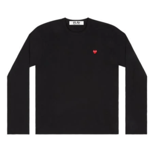 Play Comme des Garçons Small Red Heart Long Sleeve (Black) Front Side
