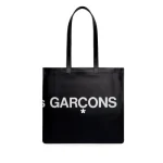 CDG Huge Logo Tote Bag Black SA9001HL Back Side View