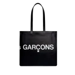 CDG Huge Logo Tote Bag Black SA9001HL Back Side View
