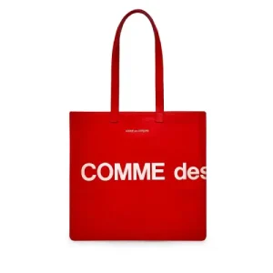 CDG Huge Logo Tote Bag Red SA9001HL Front Side