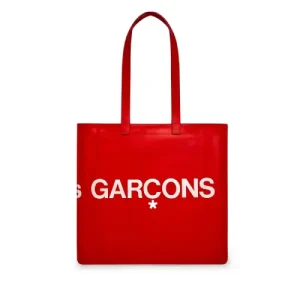 CDG Huge Logo Tote Bag Red SA9001HL Back Side