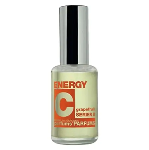 Comme des Garcons Energy C Grapefruit Comme des Garcons Energy C Grapefruit Eau de Toilette bottle with citrus-inspired packaging.