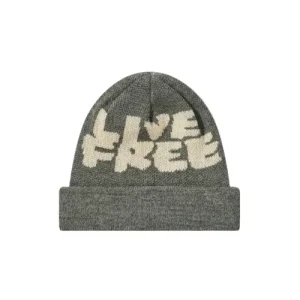 CDG SHIRT Live Free Beanie Gray Front Logo Side