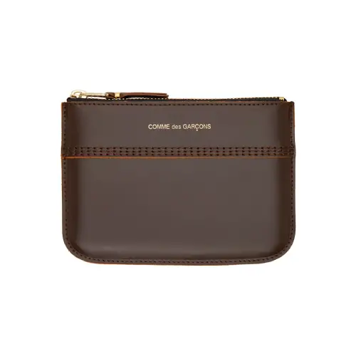 COMME des GARÇONS Brown Triple Stitch Pouch COMME des GARÇONS Brown Triple Stitch Pouch Front Side