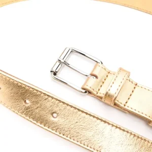 Comme Des Garçons Wallet Metallic Leather Belt Gold-Tone Buckle View