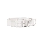 Comme Des Garçons Wallet Metallic Leather Belt Silver-Tone Full View