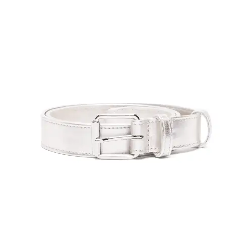 Comme Des Garçons Wallet Metallic Leather Belt Silver-Tone Comme Des Garçons Wallet Metallic Leather Belt Silver-Tone Full View